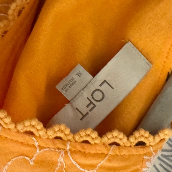 LOFT Orange Floral Embroidered Blouse - Picture 3 of 3
